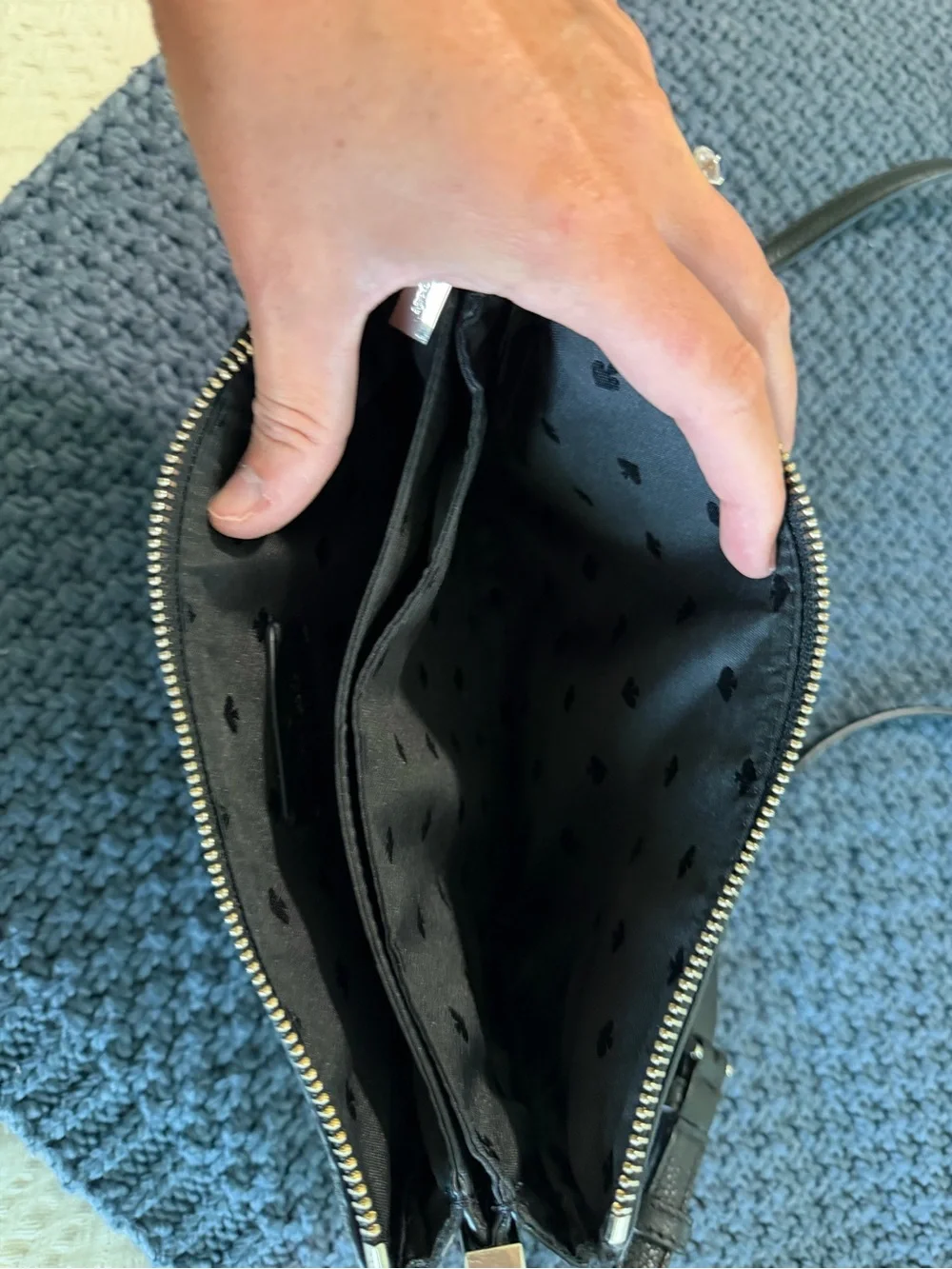 kate spade Black Pebbled Leather Crossbody with Silver Hardware